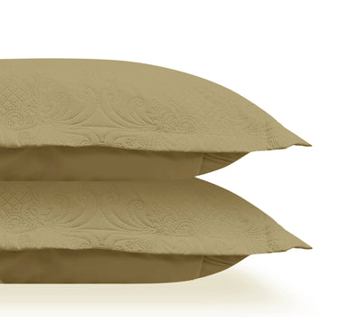 Sensation Quilted Bedcover cum AC comforter Set with 2 Pillow Covers.(Khakhi)