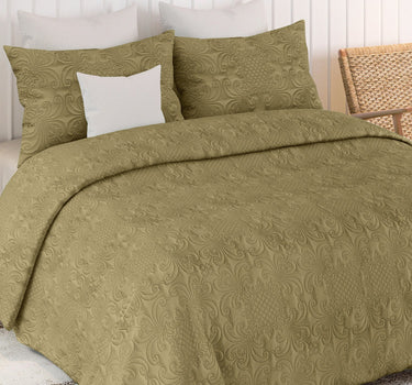 Sensation Quilted Bedcover cum AC comforter Set with 2 Pillow Covers.(Khakhi)