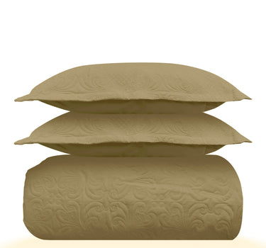 Sensation Quilted Bedcover cum AC comforter Set with 2 Pillow Covers.(Khakhi)