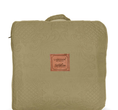 Sensation Quilted Bedcover cum AC comforter Set with 2 Pillow Covers.(Khakhi)