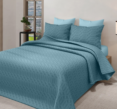 LABHAM® Azure King Size Bedcover Set - 300GSM Quilted, (90"x108") Super Soft, Durable, Easy Care, Bedspread with 2 Pillow Covers & Storage Bag (Jean Blue)