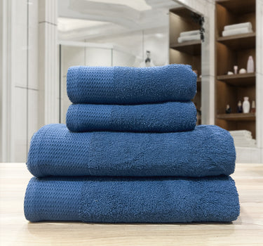 Celebration 4Pc Towel Set - 500GSM 2Pc Bath Towels & 2Pc Hand Towels (Blue)