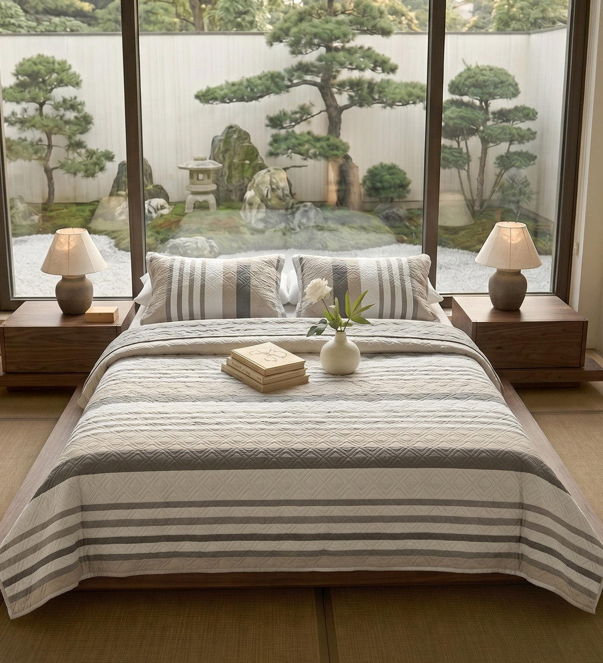 Egyptian Cotton King Bedcover With 2 Pillow Covers And Multipurpose Bag