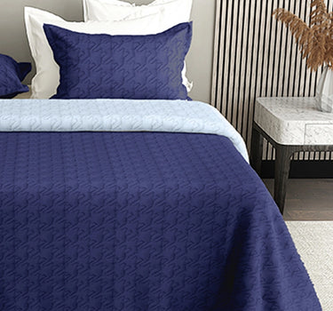 Aura Reversible Bedcover - Comforter With 2 Pillow Covers  (NavyBlue)