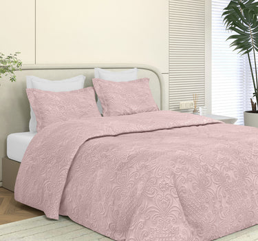 Sensation Quilted Bedcover cum AC comforter Set with 2 Pillow Covers.(Peach)