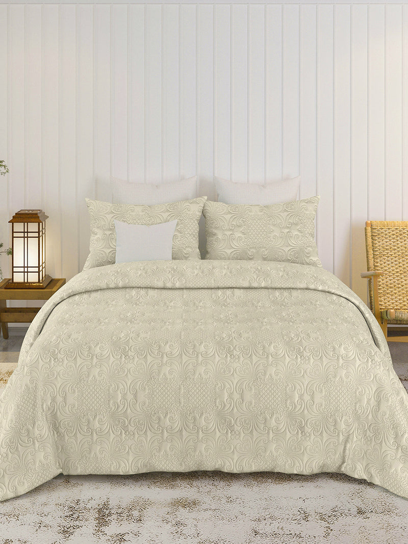 Sensation - Quilted King Bedcover Set with 2 Pillow Covers(Beige)
