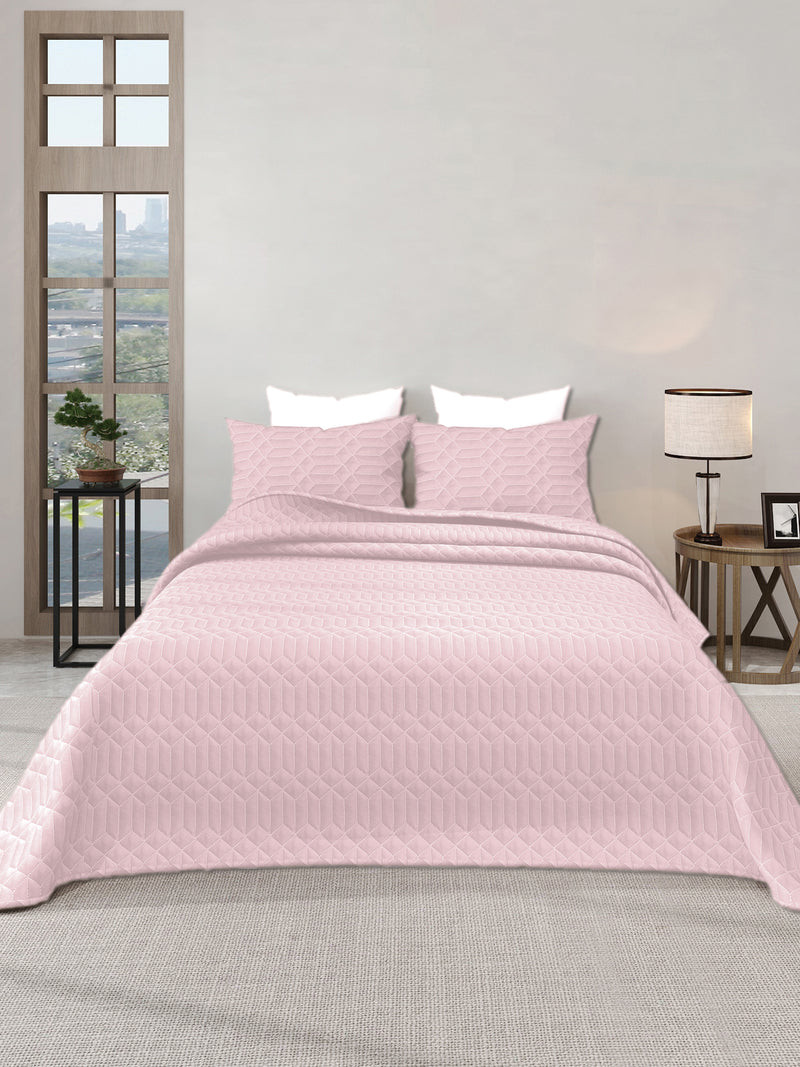 LABHAM® Azure Quilted King Bedcover Set – 300 GSM EverTouch™ Microfibre with LazerTech™ Quilting, 2 Pillow Covers & Storage Bag – Blush