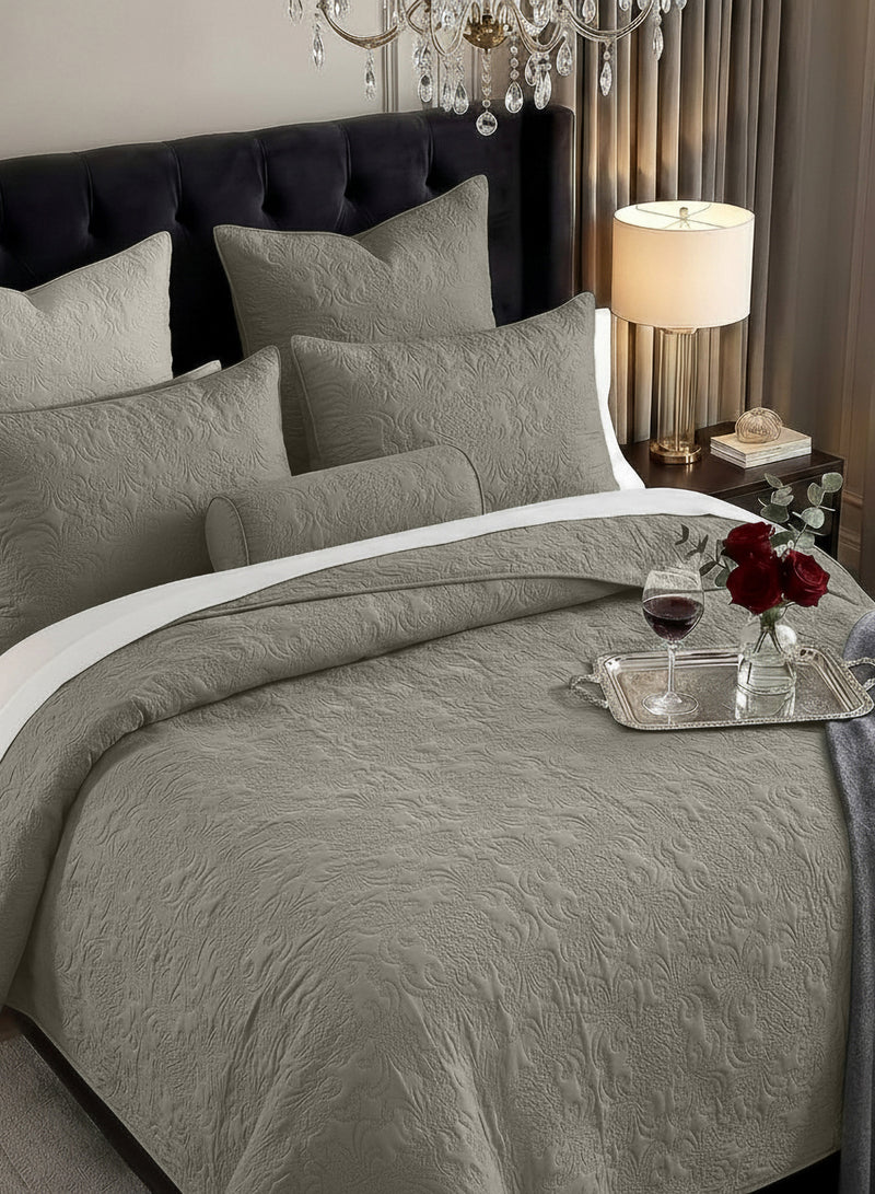 Sensation - Quilted King Bedcover Set with 2 Pillow Covers(Mocha)