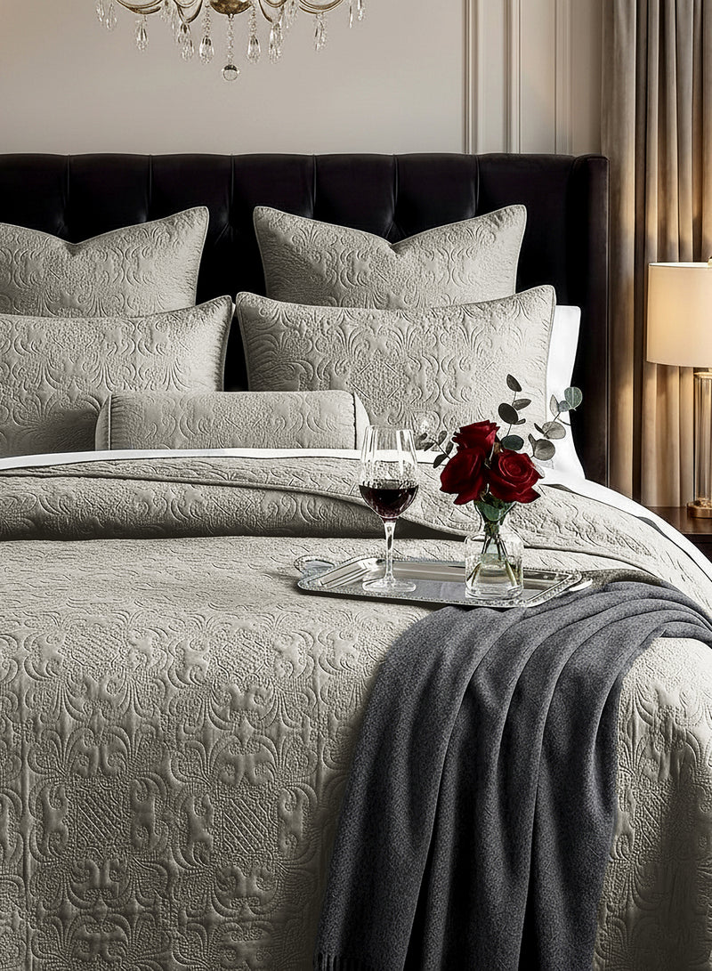Sensation - Quilted King Bedcover Set with 2 Pillow Covers(Mocha)