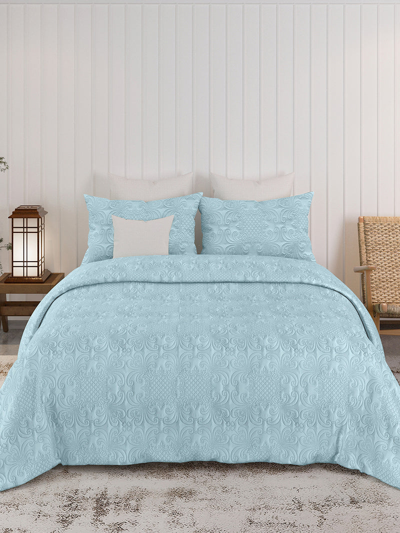 Sensation - Quilted King Bedcover Set with 2 Pillow Covers(Sky)