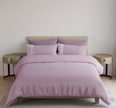 Ornate- King Knitted Cotton BedCover Set (Lilac)