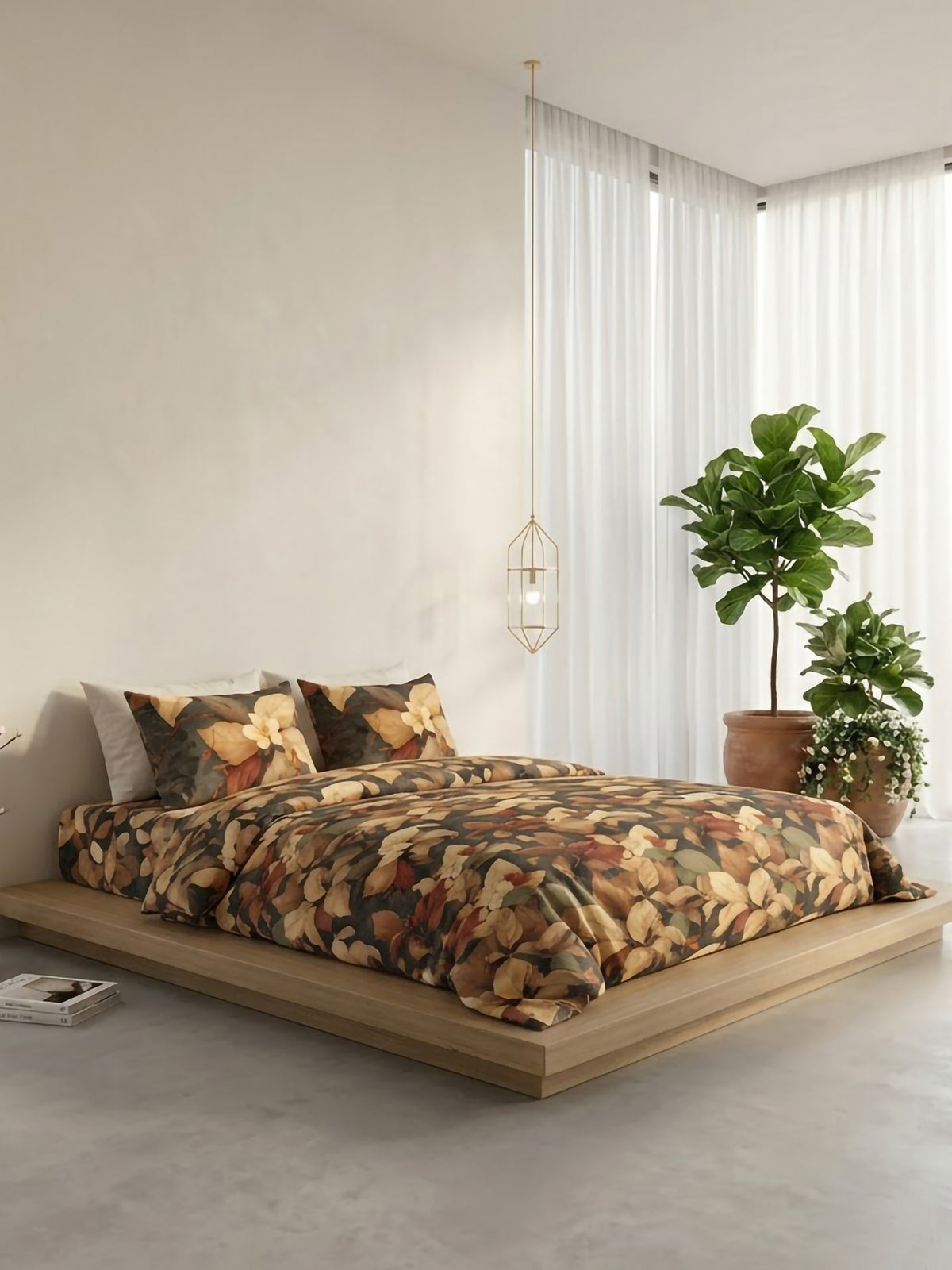 LABHAM Flora Fauna 200TC Natura Soft Bedsheet Set With 2 Matching Pillow Covers - King Size
