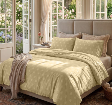 SERENITY 300GSM Multi Needle Motif Embroidered Quilt Bed Cover Set with 2 Pillow Covers – King Size