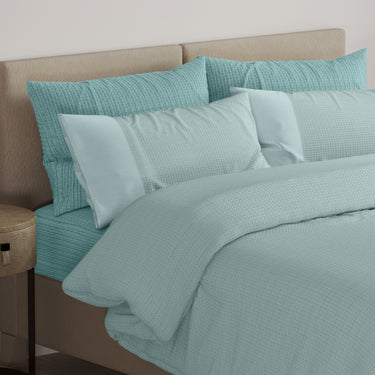 Eternia - 350 GSM Knitted CottonDouble Bed Bedcover (Sky Blue)