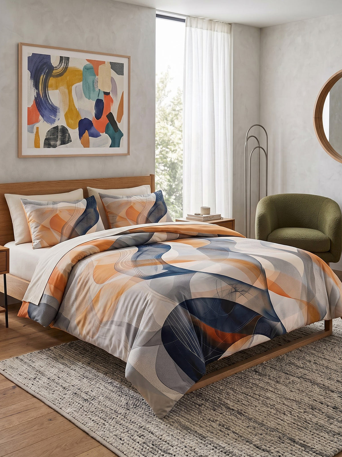 LABHAM Abstract 200TC Natura Soft Bedsheet Set With 2 Matching Pillow Covers - King Size