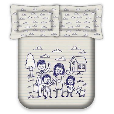 HAPPY HOME - 220TC 100%Pure Cotton Digital Printed Bedsheet Set