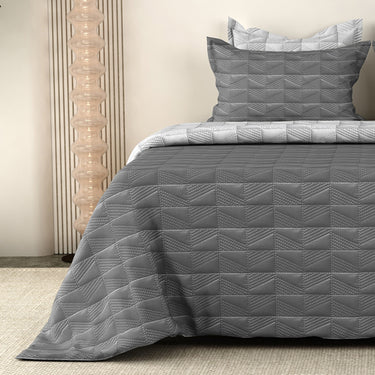 Everyday Ultrasonic Quilted Reversible Bedcover (Grey - Silver)
