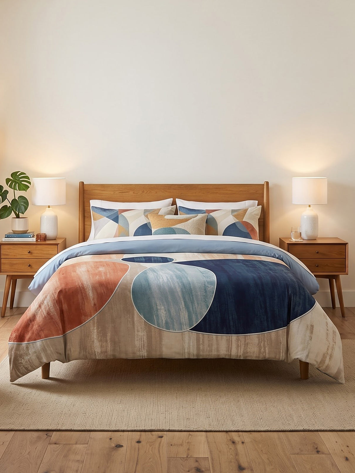LABHAM Abstract 200TC Natura Soft Bedsheet Set With 2 Matching Pillow Covers - King Size