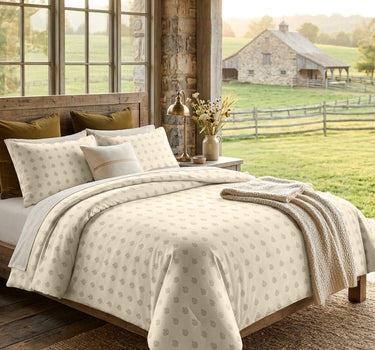 SERENITY 300GSM Multi Needle Motif Embroidered Quilt Bed Cover Set with 2 Pillow Covers – King Size