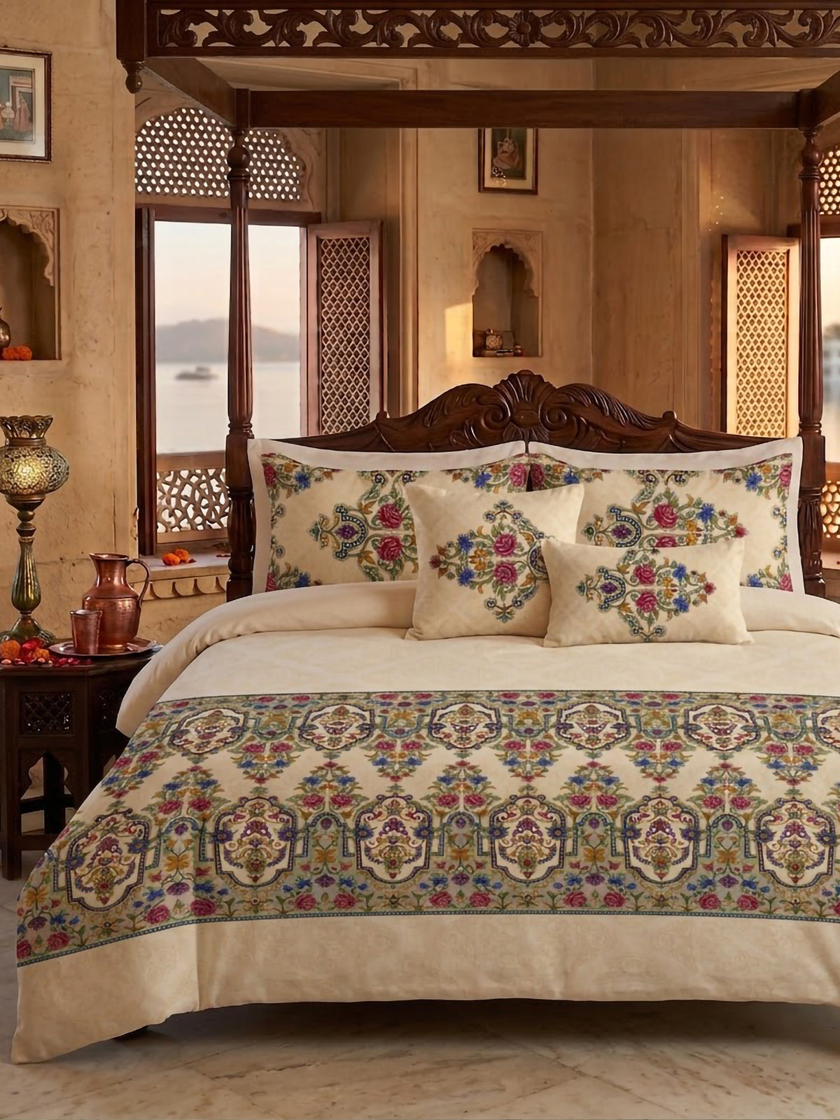 LABHAM Heritage 200TC Natura Soft Bedsheet Set With 2 Matching Pillow Covers - King Size