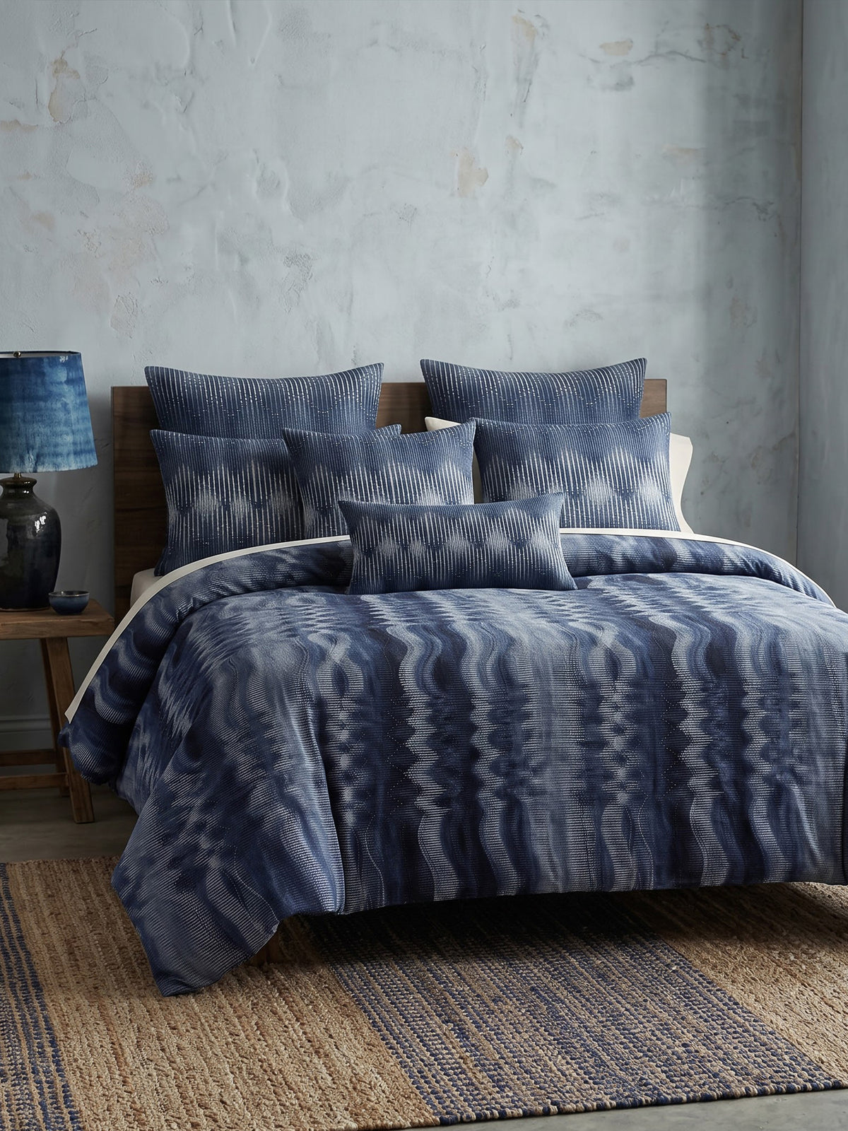 LABHAM Indigo 200TC Natura Soft Bedsheet Set With 2 Matching Pillow Covers - King Size