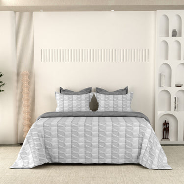 Everyday Ultrasonic Quilted Reversible Bedcover (Silver - Grey)