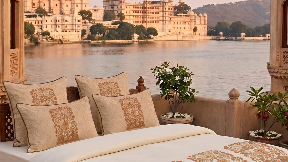 LABHAM Heritage 200TC NaturaSoft bedsheet in Bedsheet Set With 2 Matching Pillow Covers - King Size, styled on a king bed