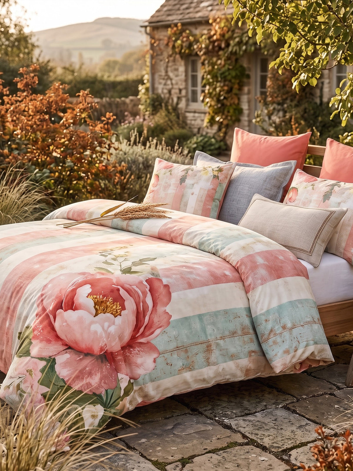LABHAM Flora Fauna 200TC Natura Soft Bedsheet Set With 2 Matching Pillow Covers - King Size