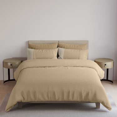Eternia - 350 GSM Knitted CottonDouble Bed Bedcover (Taupe)