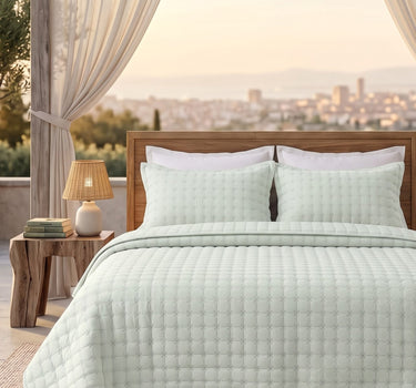 SOLACE 300GSM Cross Stitch Embroidered Quilt Bed Cover Set with 2 Pillow Covers – King Size