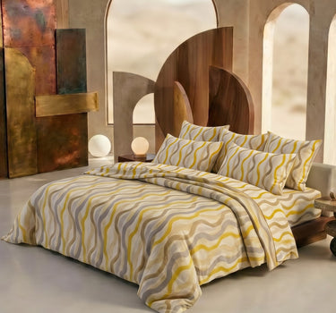 Abstract 200TC Natura Soft Bedsheet Set With 2 Matching Pillow Covers - King Size