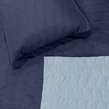 Everyday Ultrasonic Quilted Reversible Bedcover (Navy - Sky)
