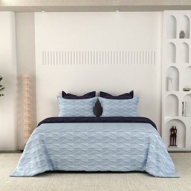 Everyday Ultrasonic Quilted Reversible Bedcover (Sky - Navy)