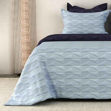 Everyday Ultrasonic Quilted Reversible Bedcover (Sky - Navy)