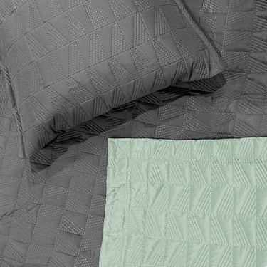 Everyday Ultrasonic Quilted Reversible Bedcover (Pistachio - Grey)