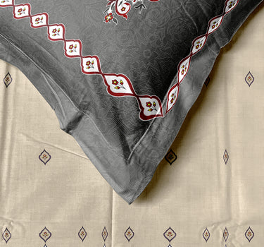 LABHAM Rangriti 180TC 4Pc King Size Bedding Set - 100% Mercerized Cotton, Super Soft with All Season Comfort (Persian Grey)