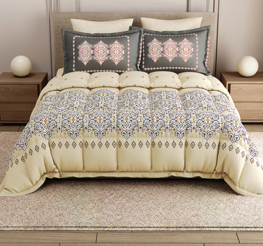 LABHAM Rangriti 180TC 4Pc King Size Bedding Set - 100% Mercerized Cotton, Super Soft with All Season Comfort (Persian Grey)