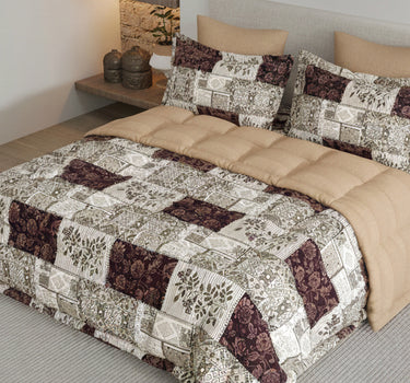 LABHAM - Daylight AC Comforter Bedding Set with Double bedsheet and 2 Pillow Covers - Queen Size (Woody Brown)