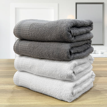 Revive-Pack Of 4 Multipurpose Super Soft Hand Towels (Grey&White)