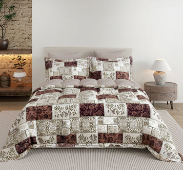 LABHAM - Daylight AC Comforter Bedding Set with Double bedsheet and 2 Pillow Covers - Queen Size (Woody Brown)