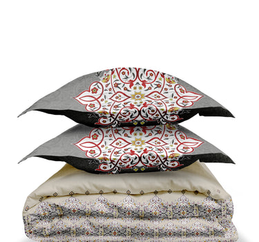 LABHAM Rangriti 180TC 4Pc King Size Bedding Set - 100% Mercerized Cotton, Super Soft with All Season Comfort (Persian Grey)