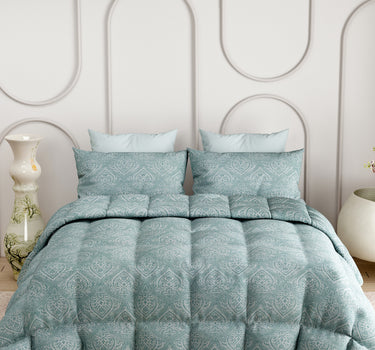 LABHAM Everyday 180TC 4Pc King Size Bedding Set - 100% Cotton, Super Soft with All Season Comfort (Paisley Motifs - Cyan)