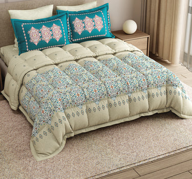LABHAM Rangriti 180TC 4Pc King Size Bedding Set - 100% Mercerized Cotton, Super Soft with All Season Comfort (Persian Aqua)