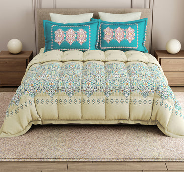 LABHAM Rangriti 180TC 4Pc King Size Bedding Set - 100% Mercerized Cotton, Super Soft with All Season Comfort (Persian Aqua)