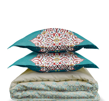 LABHAM Rangriti 180TC 4Pc King Size Bedding Set - 100% Mercerized Cotton, Super Soft with All Season Comfort (Persian Aqua)