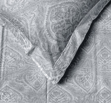 LABHAM Everyday 180TC 4Pc King Size Bedding Set - 100% Cotton, Super Soft with All Season Comfort (Paisley Motifs - Silver)