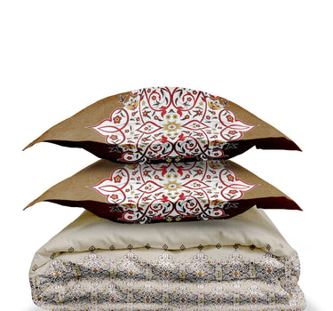 LABHAM Rangriti 180TC 4Pc King Size Bedding Set - 100% Mercerized Cotton, Super Soft with All Season Comfort (Persian Rust)