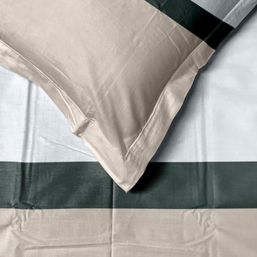Manchester Fusion-300 TC King Size bedsheet Set  (Mocha, White , Grey)