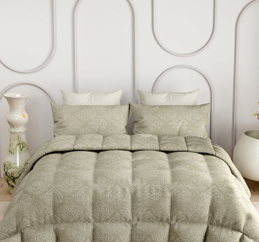 LABHAM Everyday 180TC 4Pc King Size Bedding Set - 100% Cotton, Super Soft with All Season Comfort (Paisley Motifs - Oyster)