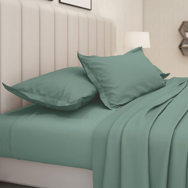 600TC Luxury 100% Pure Cotton Solid Bedsheet Set (Teal)